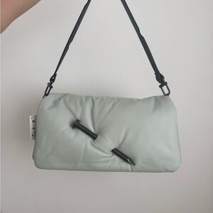 Nailed Slouchy Leather Bag in Grey by Off-White
